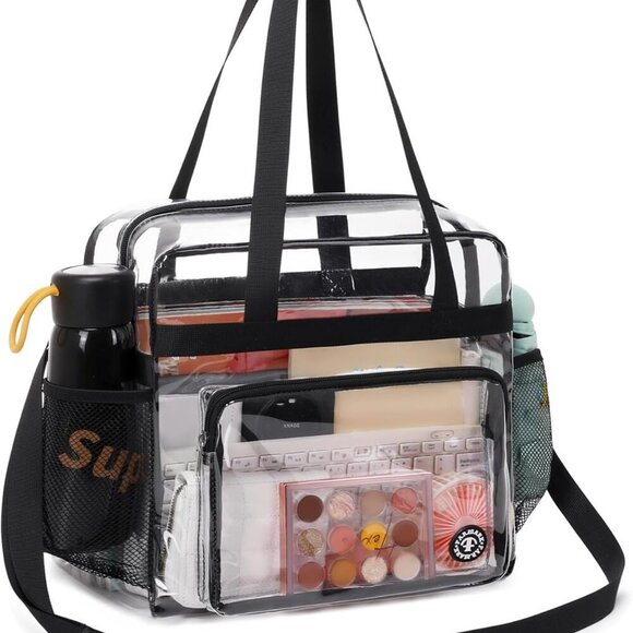 Clear Stadium Bag 12x6x12 Waterproof PVC Crossbody Tote with Adjustable Strap - Picture 1 of 6
